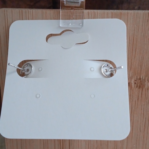 Silver Tone Clear Purple Rhinestone Post Earrings - Picture 7 of 10